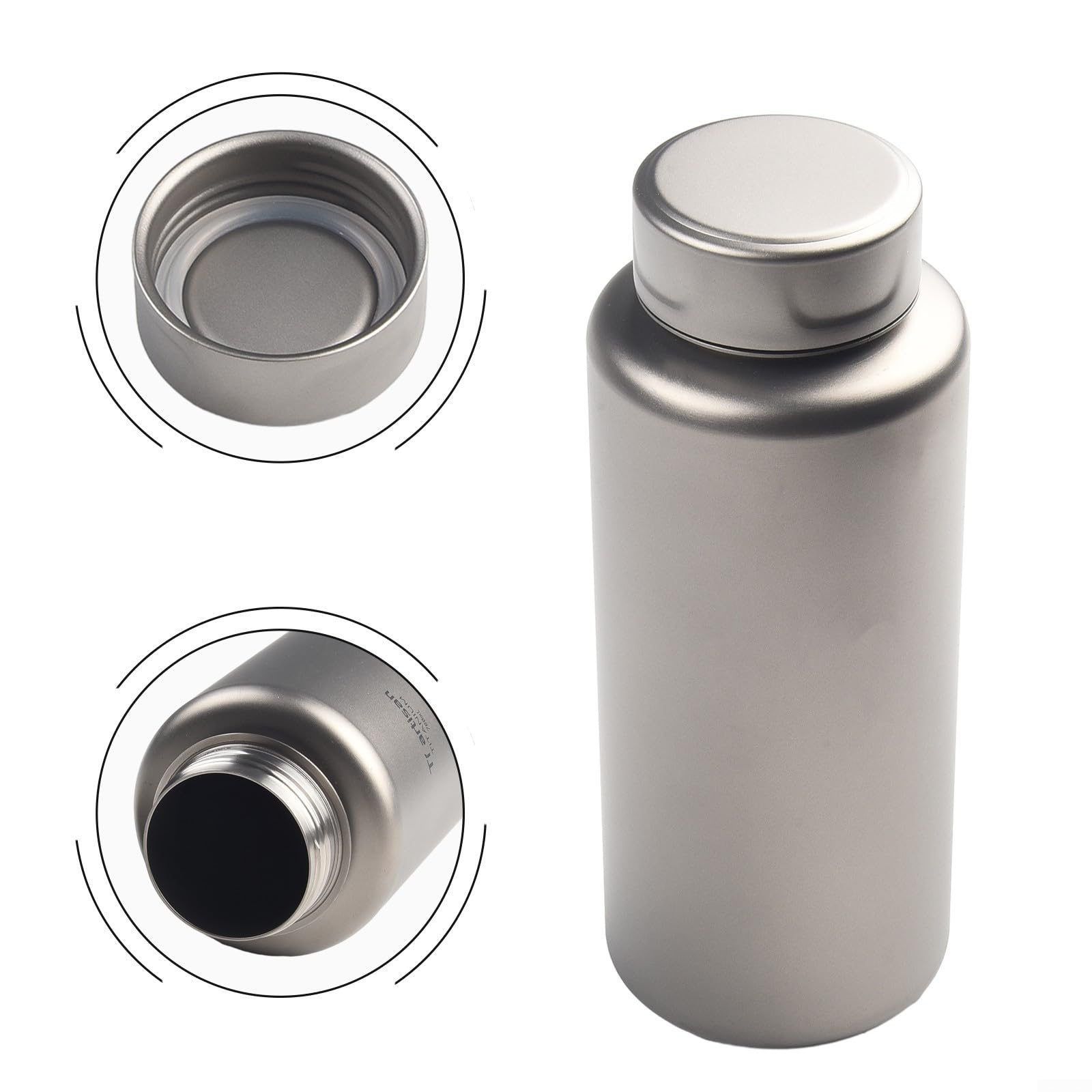 Bouteille d'eau légère en titane pour le camping, la randonnée, anti-fuite à large goulot avec sac en tissu, bouteille de camping légère (700 ml)
