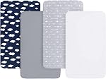 Crib Sheets(52" x 28"), 4 Pack for Standard Size Crib and Toddler Mattresses, Crib Sheets Fitted, Breathable & Soft Microfiber, Grey/Navy