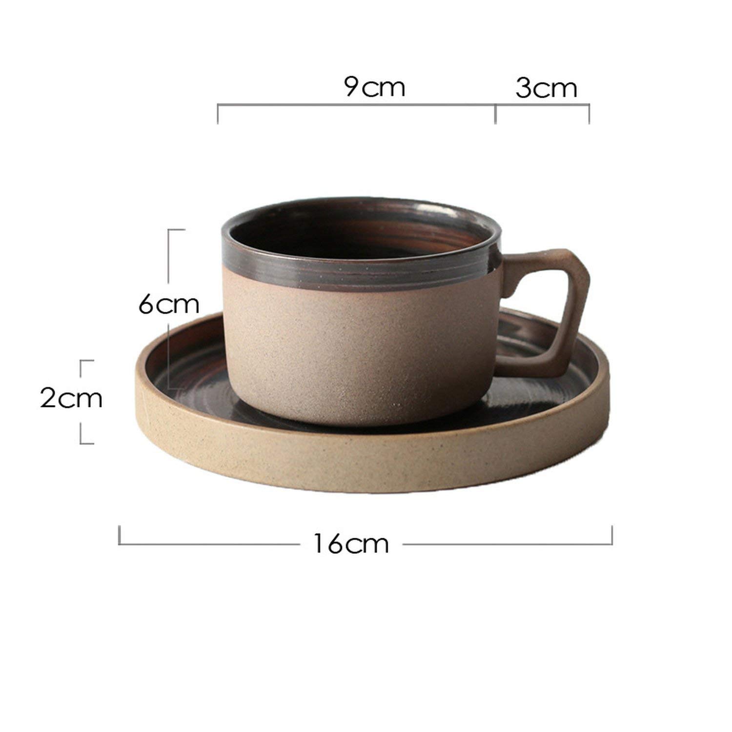fantasticlife06 Coffee Cup Set Antique Handmade Ceramic Cup High-Grade Porcelain Cup Saucers,A