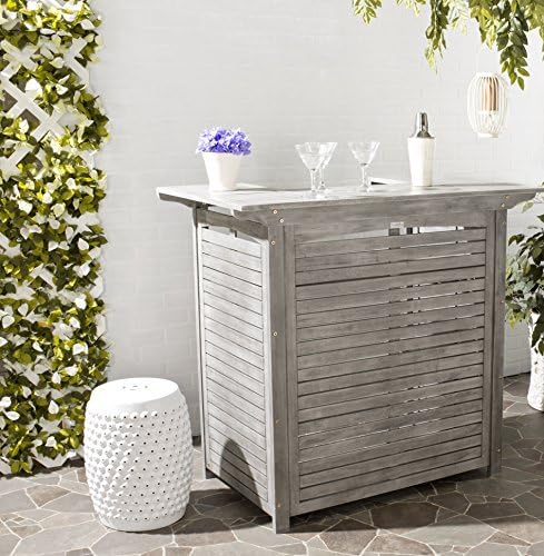 Safavieh Outdoor Living Collection Monterey Washed Bar Table, Grey