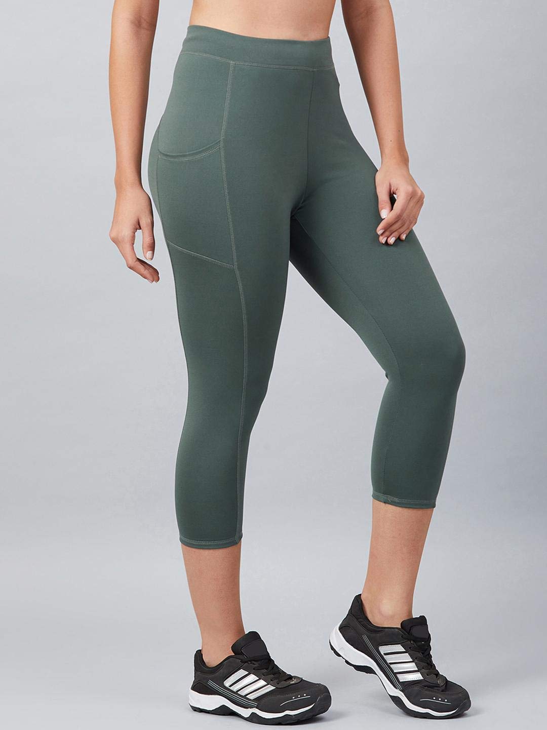 BLINKIN Pantalones de gimnasio 3/4 para mujer, entrenamiento, capri para mujer con bolsillos laterales, mallas capri para mujer, pantalones de yoga para mujer (015)