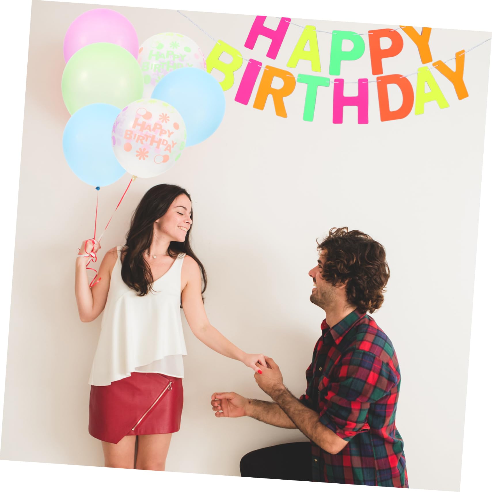 Kit de Globos de Cumpleaños con Brillo de Neón, 1 Juego Látex y Papel