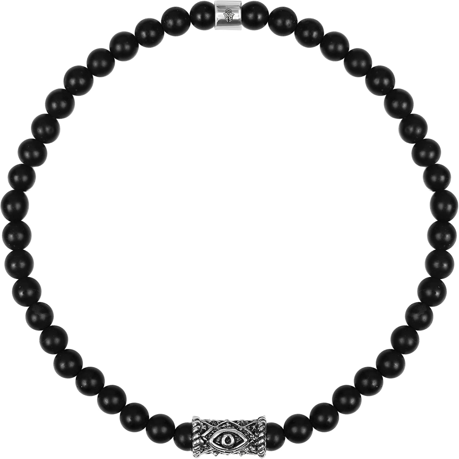 KARMA AND LUCK Sterling Silver Bracelet for Men – Tiger’s Eye, Jasper, Onyx, African Opal, Pyrite, Garnet – Multi-Symbol, Evil Eye, Matte & Polished Stones – Spiritual & Healing Jewelry