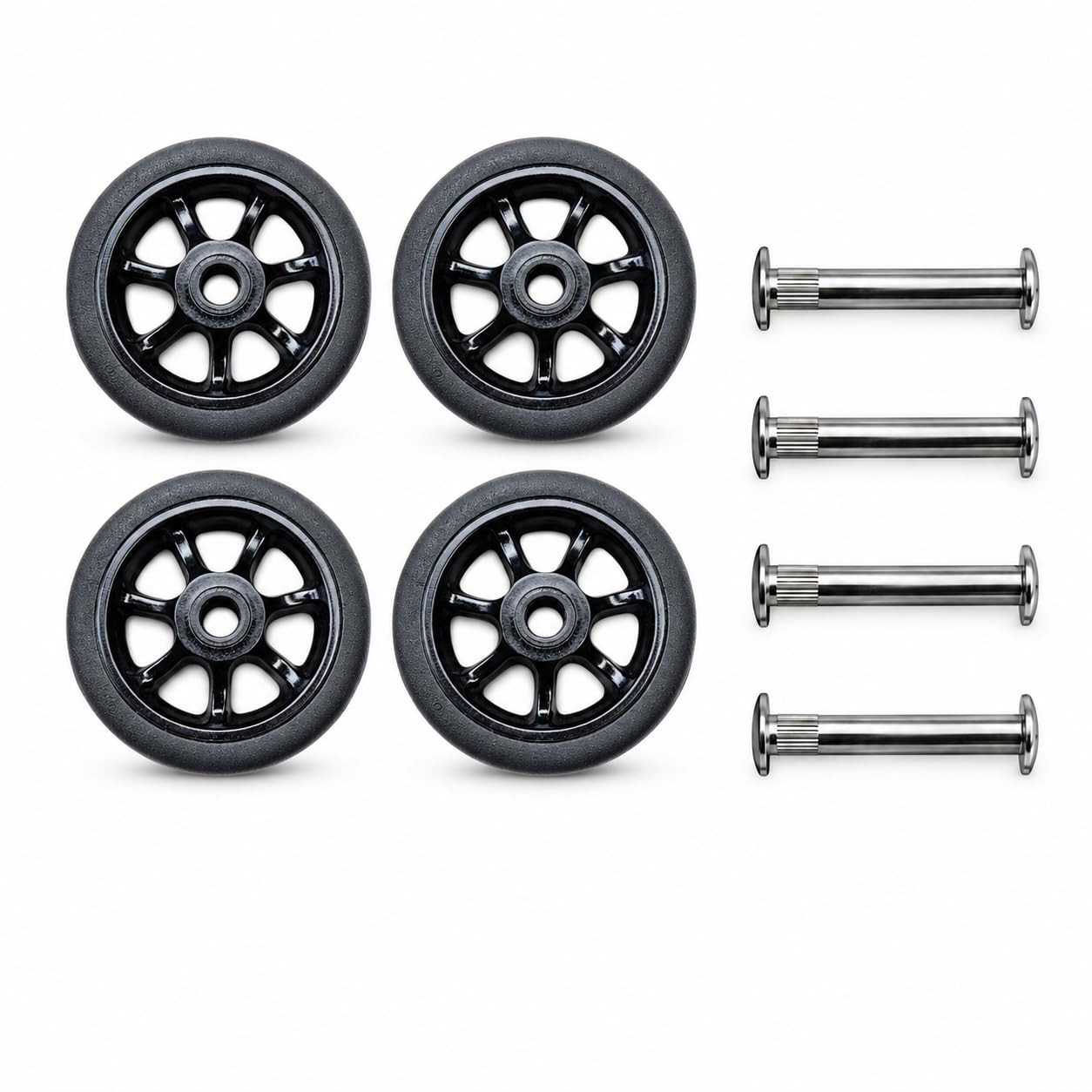360° swivel suitcase wheels replacement 4.5 cm | trolley bag wheel replacement set of 4 with screws | universal luggage spinner wheels | travel bag caster repair kit | black