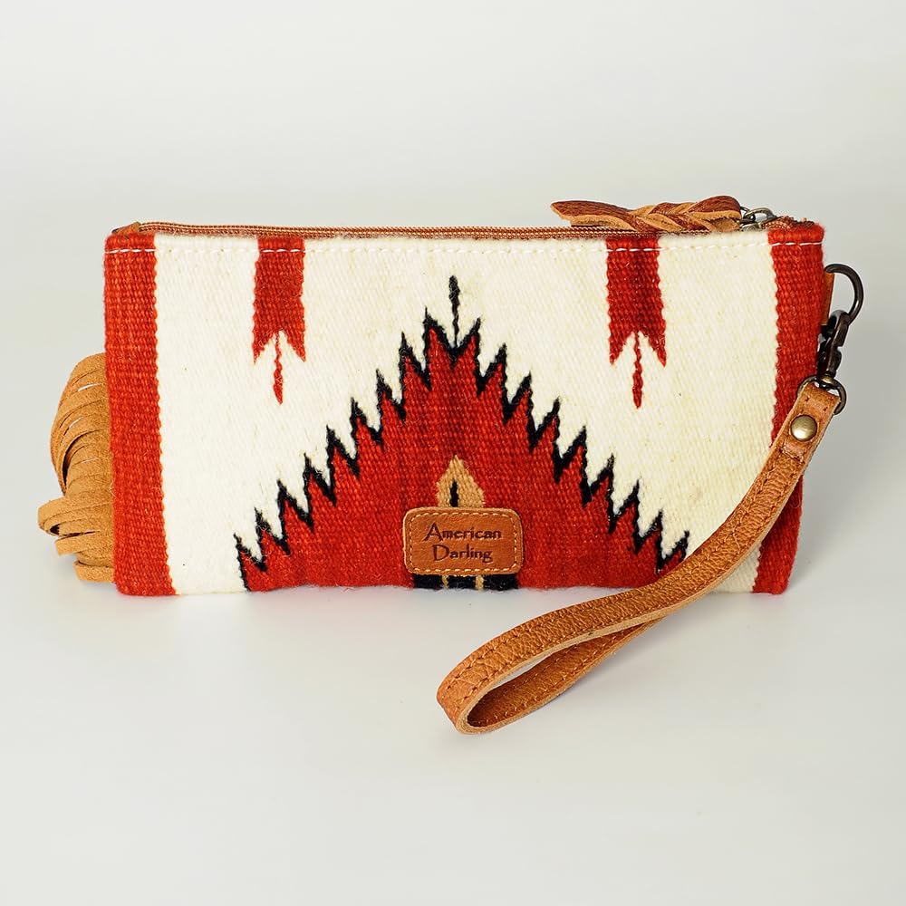 American Darling Wristlet Hand Tooled Saddle Blanket Genuine Leather Western Women Bag | Handbag Purse Travel Clutch