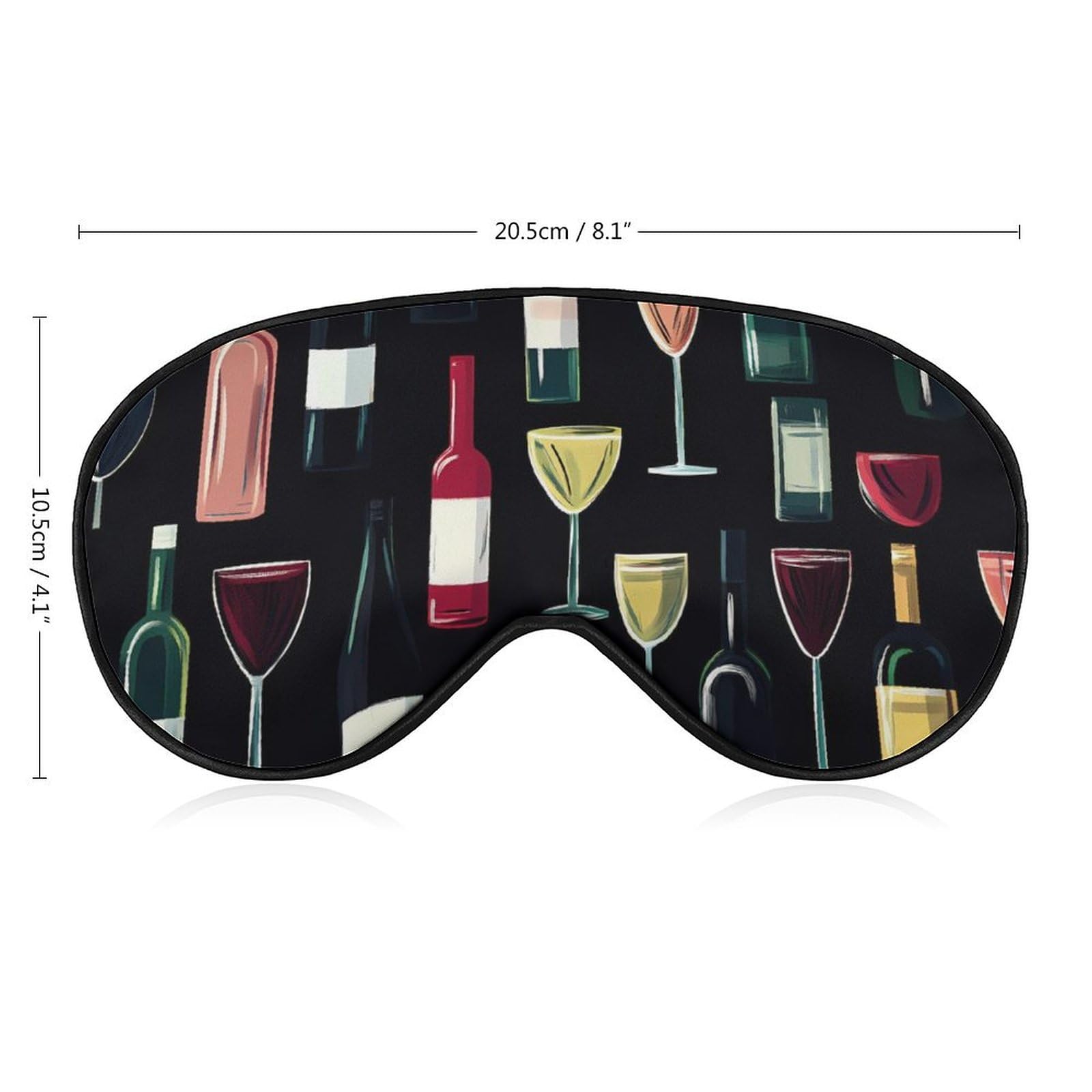 Wine Glass and Wine Bottle Sleep Mask Eye Shade Cover Adjustable Strap for Travel Lunch Break Women Men