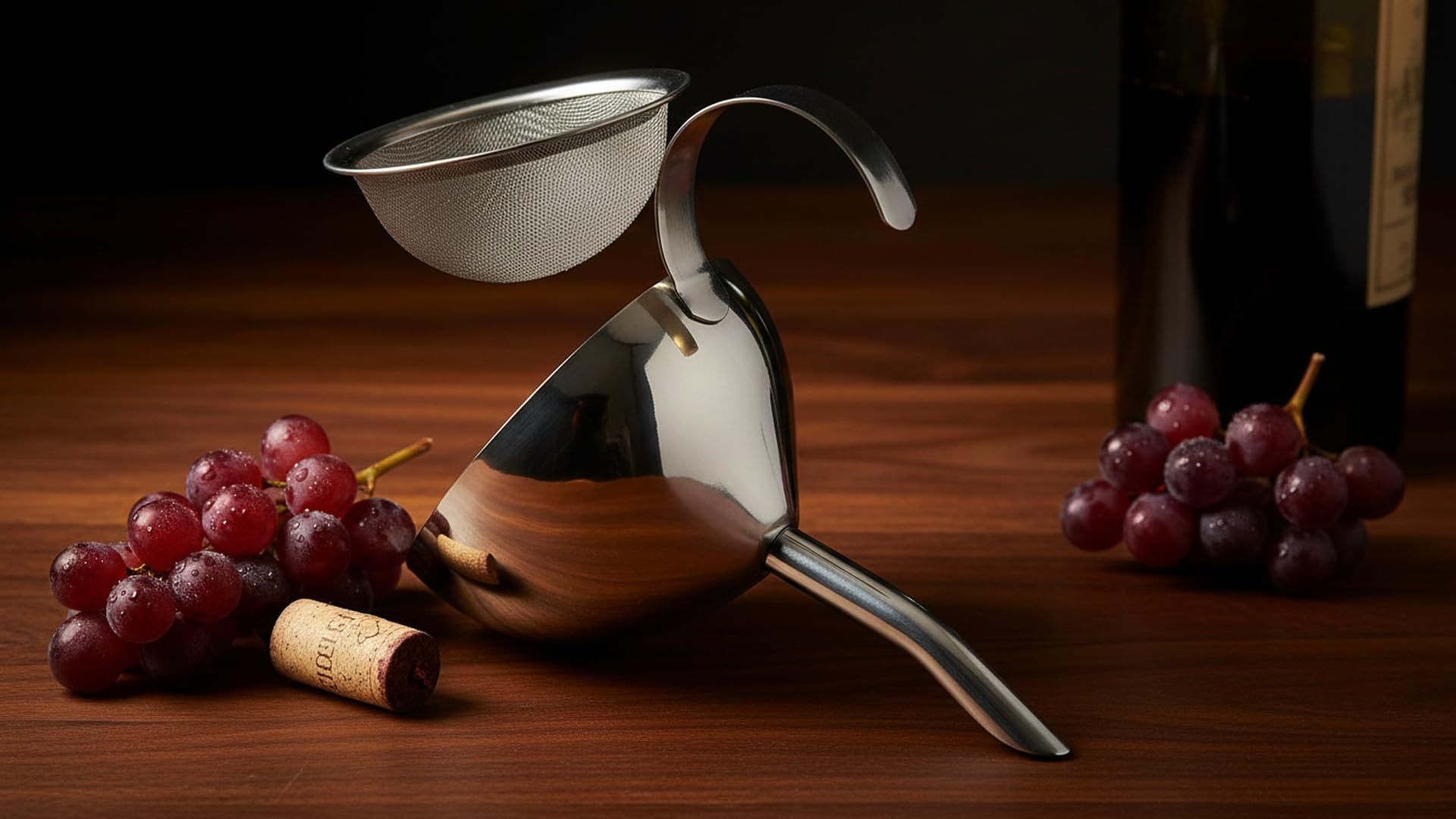 Cilio Burgundy - Imbuto per travaso vino, in acciaio INOX lucido, con filtro
