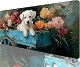 Mauspad Welpe Schreibtischunterlage Auto Mousepad xxl 700x400x3mm Gaming Mauspad,Wasserdichtes mit Rutschfester Gummibasis und Strapazierfähigen Schreibtisch Zubehör for Weihnachtsdekorationen N1-174