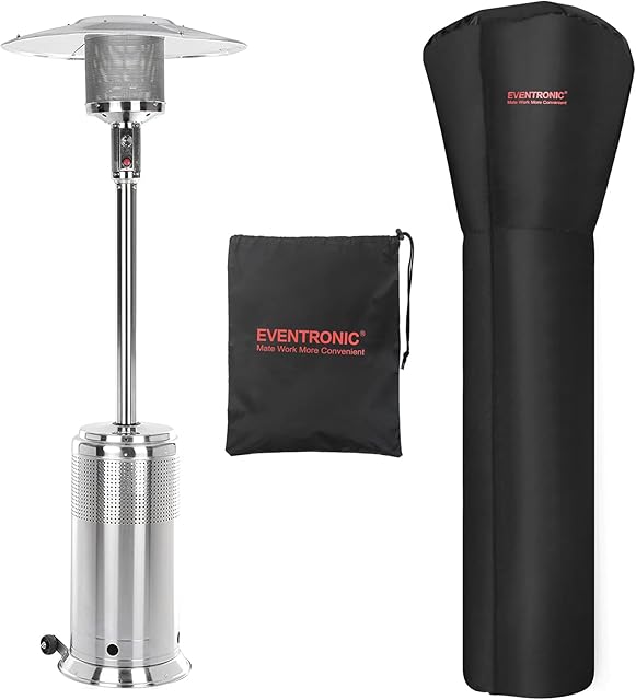 Patio Heater Cover, Eventronic Large Size Heater Cover 420D Oxford, Heavy Duty Electric Patio Heater Cover Waterproof Windproof with Long Zipper255×89×48cm