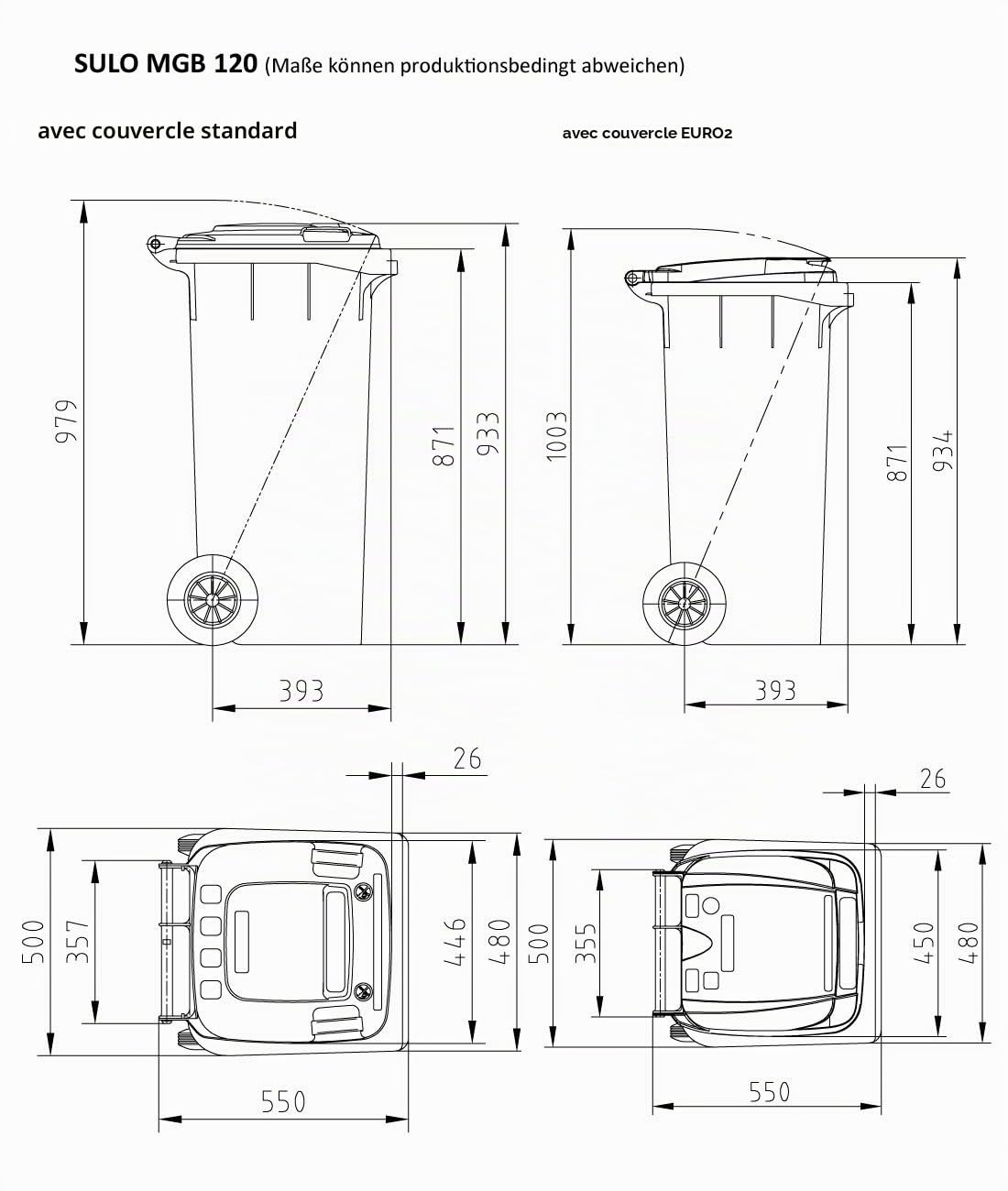 Sulo Vario 1065269 Conteneur poubelle 120 l