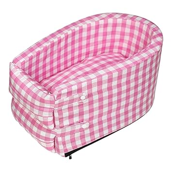 Kush Portable Cat Car Seat Dog Car Artifact Anti-Dirty Cushion for Small Dog Small Lattice Pink