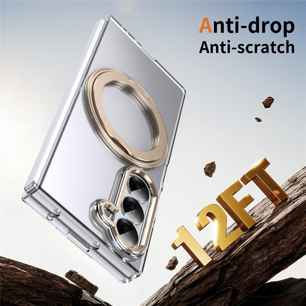 Generic Schutzhülle für Samsung Galaxy Z Fold 3 (Farbe: Blau), magnetischer Ringständer, transparente Schutzhülle, harte Klapprückseite
