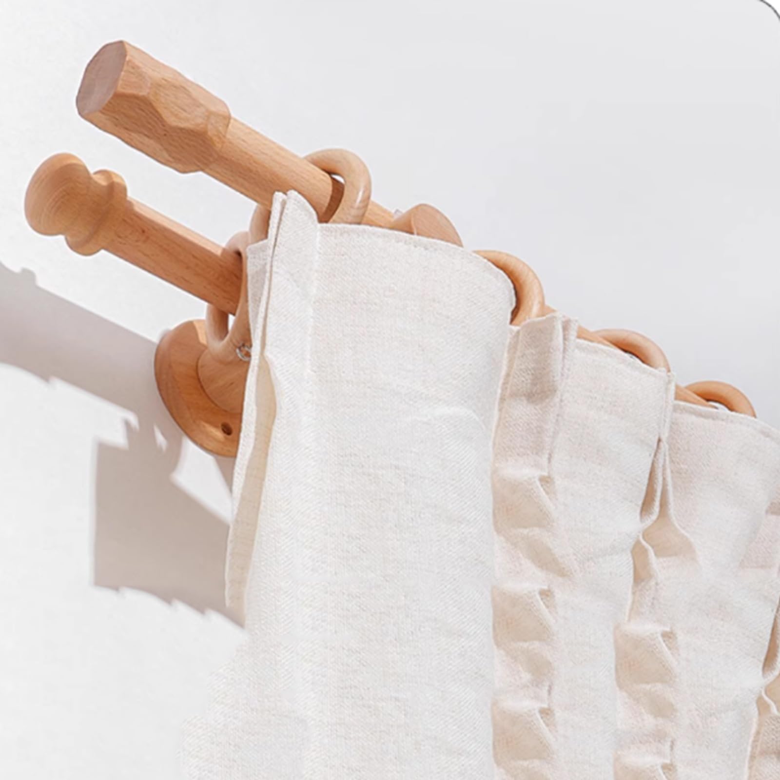 Teles B Tringle à rideaux réglable en bois double usage simple et double avec anneaux de suspension et supports pour une installation facile, parfaite pour la décoration de la maison 260 cm