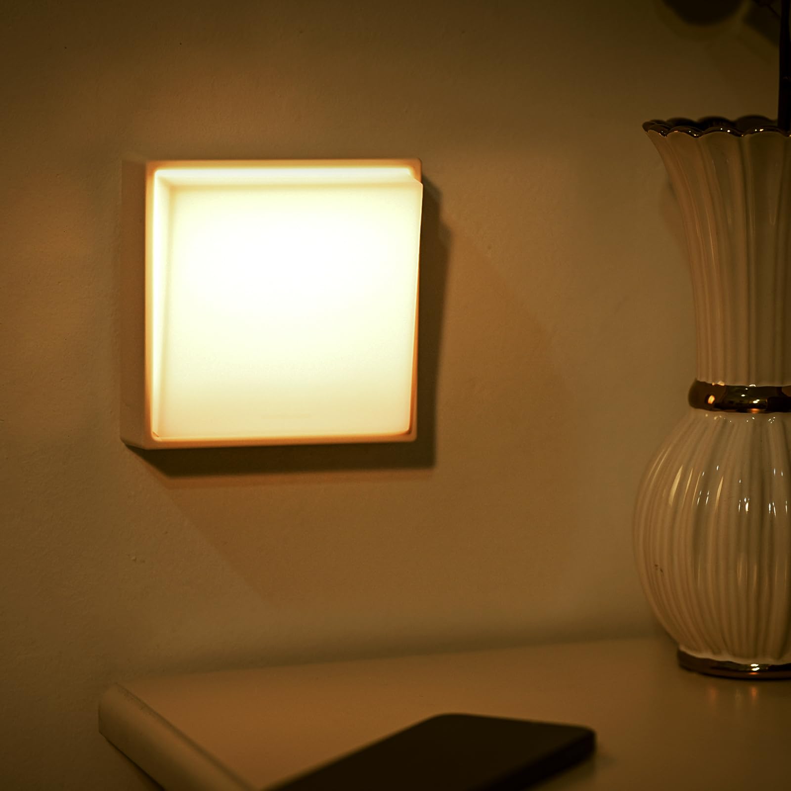 Rechargeable Night Light,Dimmable Warm nightlight, Wireless Portable, 30 Minutes Timer, Magnetic to Wall Fridge Shelf, for Bedroom, Hallway, Bathroom,White