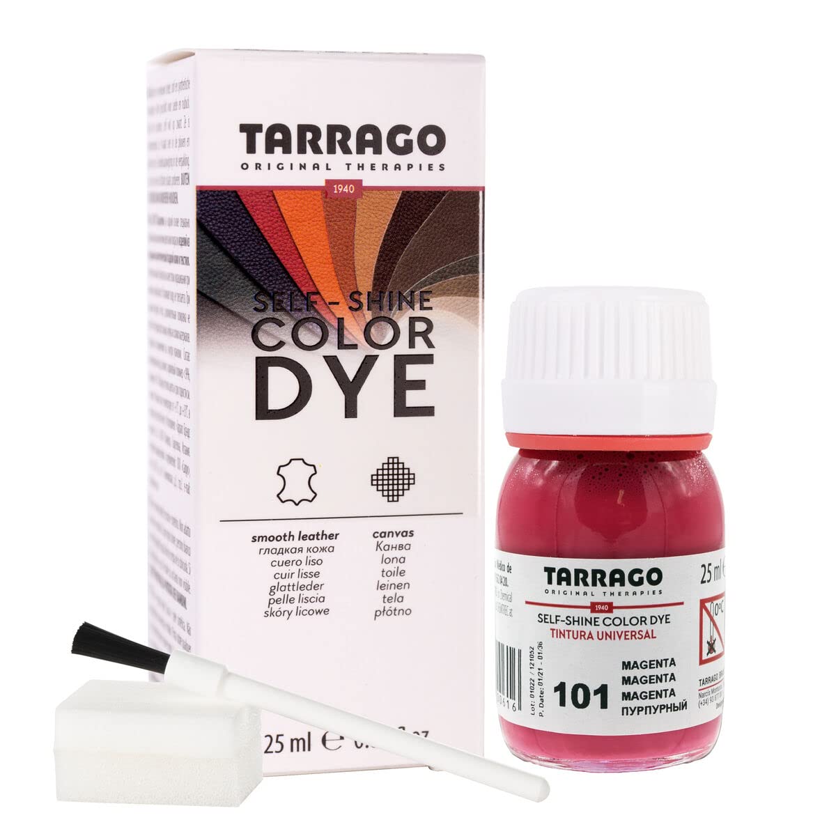 Tinte para Zapatos y Bolsos de Cuero y Textil con Esponja y Brocha | Cubre Rozaduras y Desgastes del Calzado | Gama de 90 colores — view 3