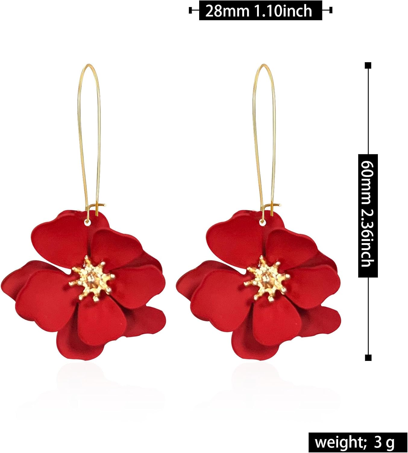 Bohemian Daisy Flower Matte Floral Long Petal Drop Dangle Earrings Layered Tiered for Women Chic Boho Wedding Jewelry