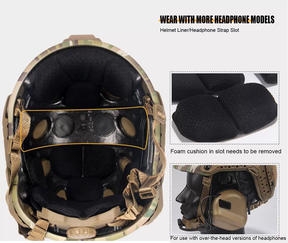 Kit Casque Tactique Airsoft – Casque PJ Avec Lunettes Anti-Buée Et Écouteurs, Protection 360°