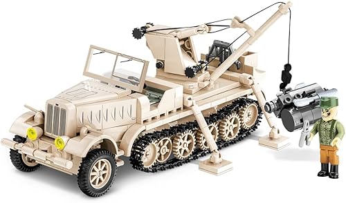 COBI WWII Sd.Kfz. Vehículo de grúa de logística y reparación FAMO 9/1 | Juguetes de colección histórica de la Segunda Guerra Mundial | Modelo a