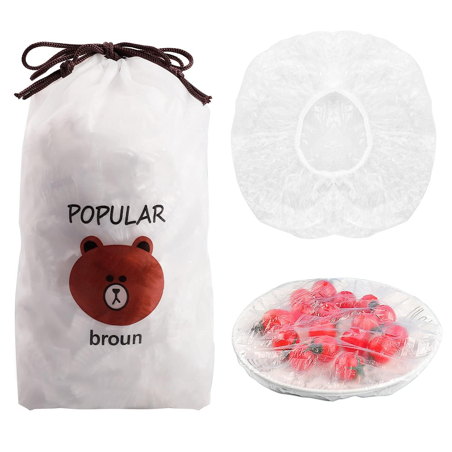 DROPOSALE 100Pcs Fresh Keeping Bags Reusable Elastic Food Storage Covers Plastic Adjustable Sealing Bowl Lids (1)