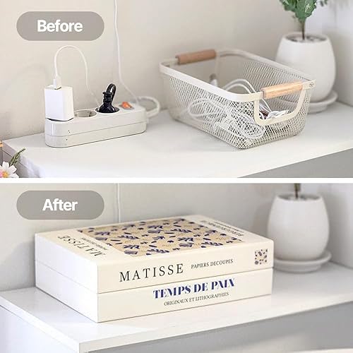 Miniatura 6 de Caja organizadora de cables decorativa con forma de libro, caja organizadora de cables expandible con cierre magnético para el hogar y la oficina