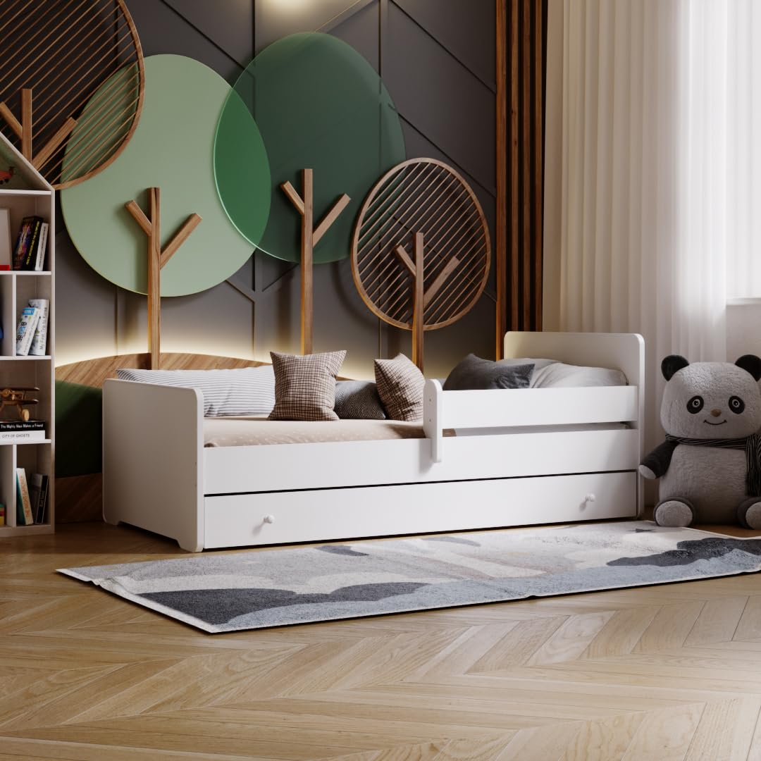 Kobi Cuna MAX | 140 x 70 | con cajón, colchón, Estructura, Cama para una niña y un niño | para habitación Infantil | (140 x 70)