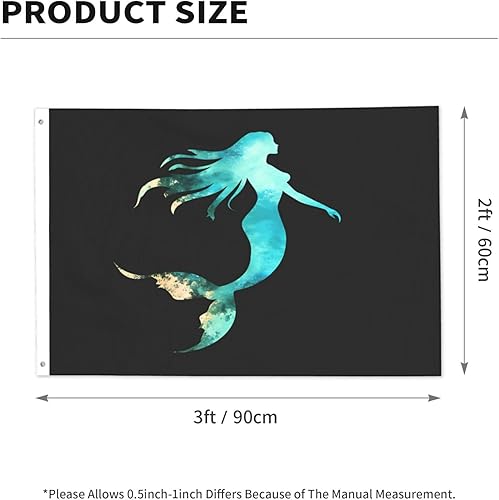 Miniatura 3 de Bandera de jardín con diseño de sirena de animales marinos y océanos de 2 x 3 pies, banderas voladoras de poliéster duradero con ojales para