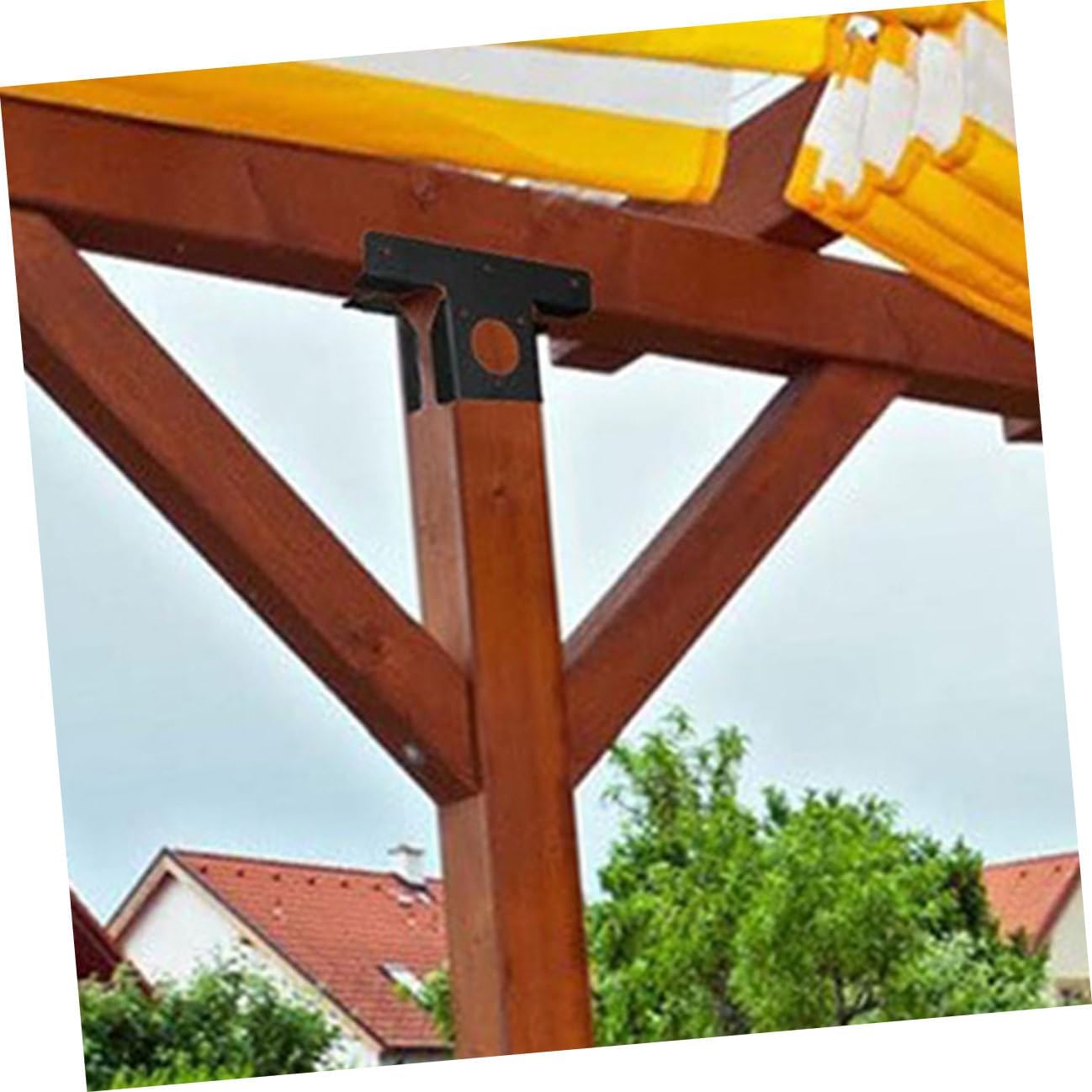 2pcs Heavy-Duty Metal Pergola Bracket T-Shaped 3-Way Adjustable Canopy Support for Patio and Front Door Pergola Replacement