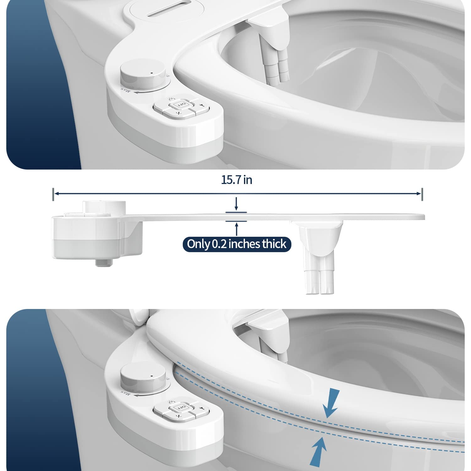 Samodra 8.0 - Inserto per bidet per WC a doppio getto autopulente per lavaggio posteriore e femminile, per WC (bianco)
