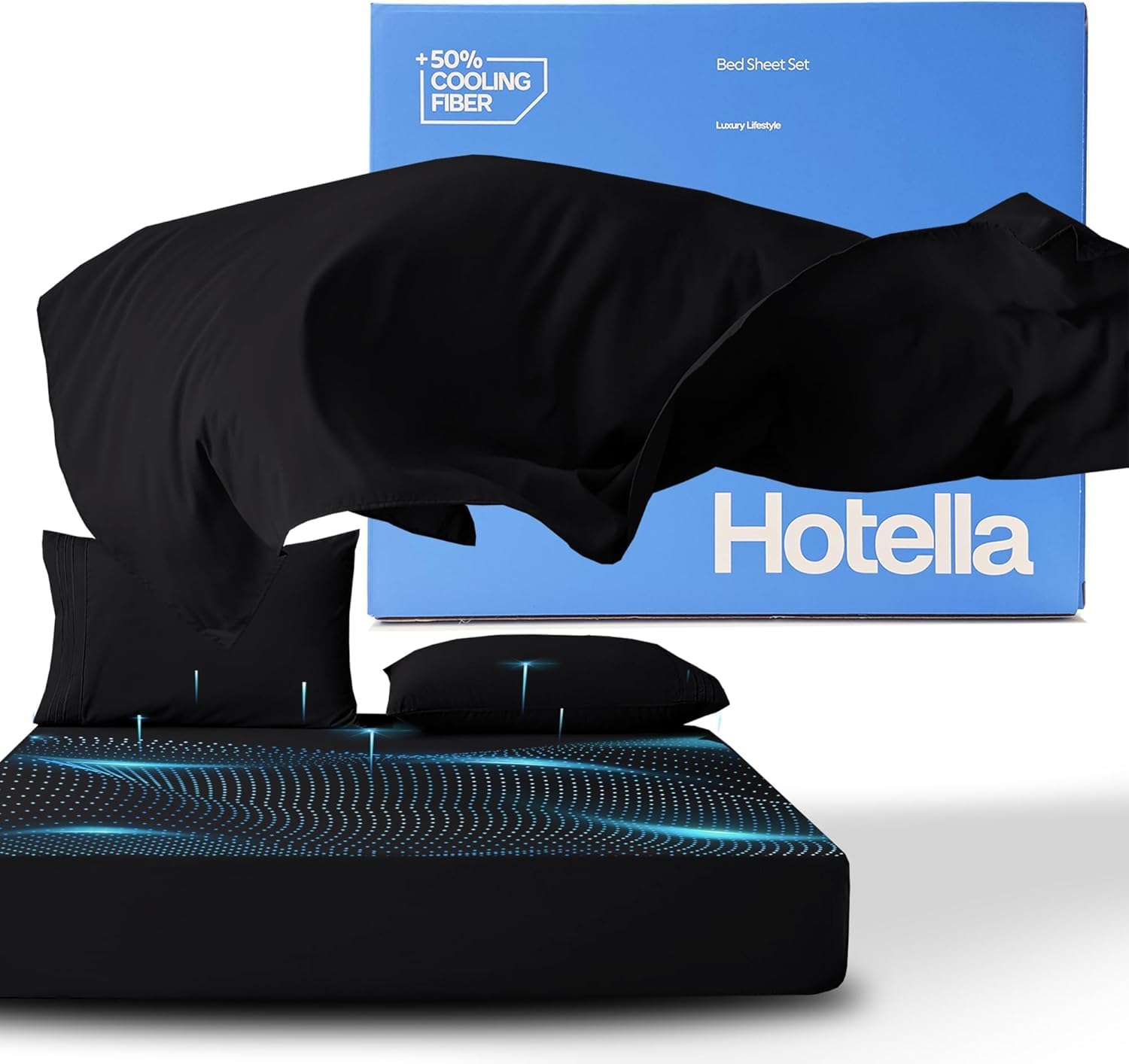 Hotella Luxury Queen Size Bed Sheets - Breathable Cooling 4 Pieces Hotel Bed Sheet Set for Hot Sleepers