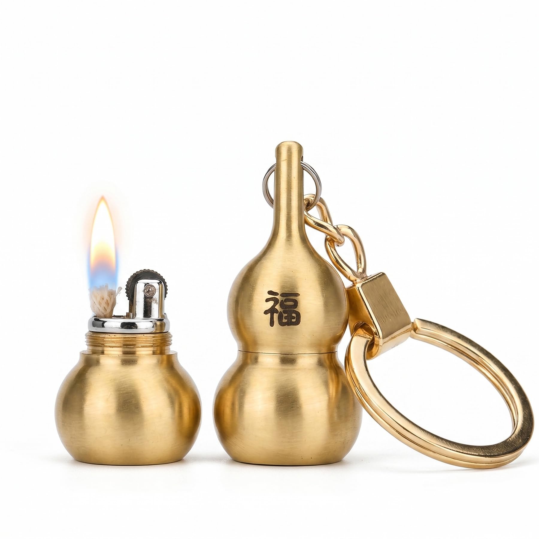 Mini Kerosene Keychain Lighter Waterproof Pocket Vintage Trench Pure Copper Kerosene Lighters for Fire Starter