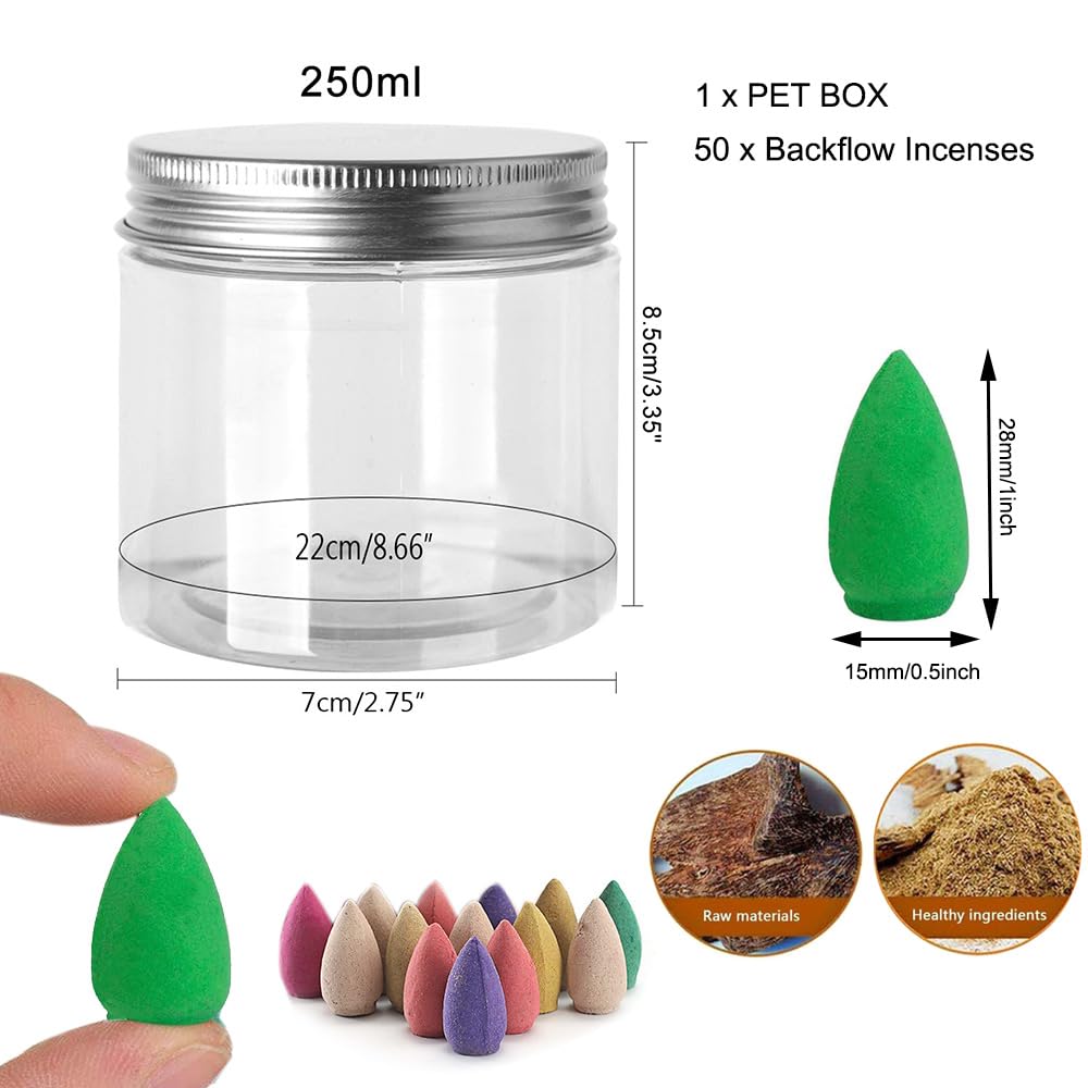 Backflow Incense Cones 50 Pcs Natural Handwork Scents Waterfall Incense Rose Tulip Jasmine Lavender Rose for Backflow Incense Burner Holder Natural