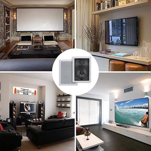Miniatura 6 de Herdio Altavoces de techo de pared de 5.25 pulgadas, 400 W, 2 vías, perfectos para colocación en interiores y exteriores, baño, cocina, porches