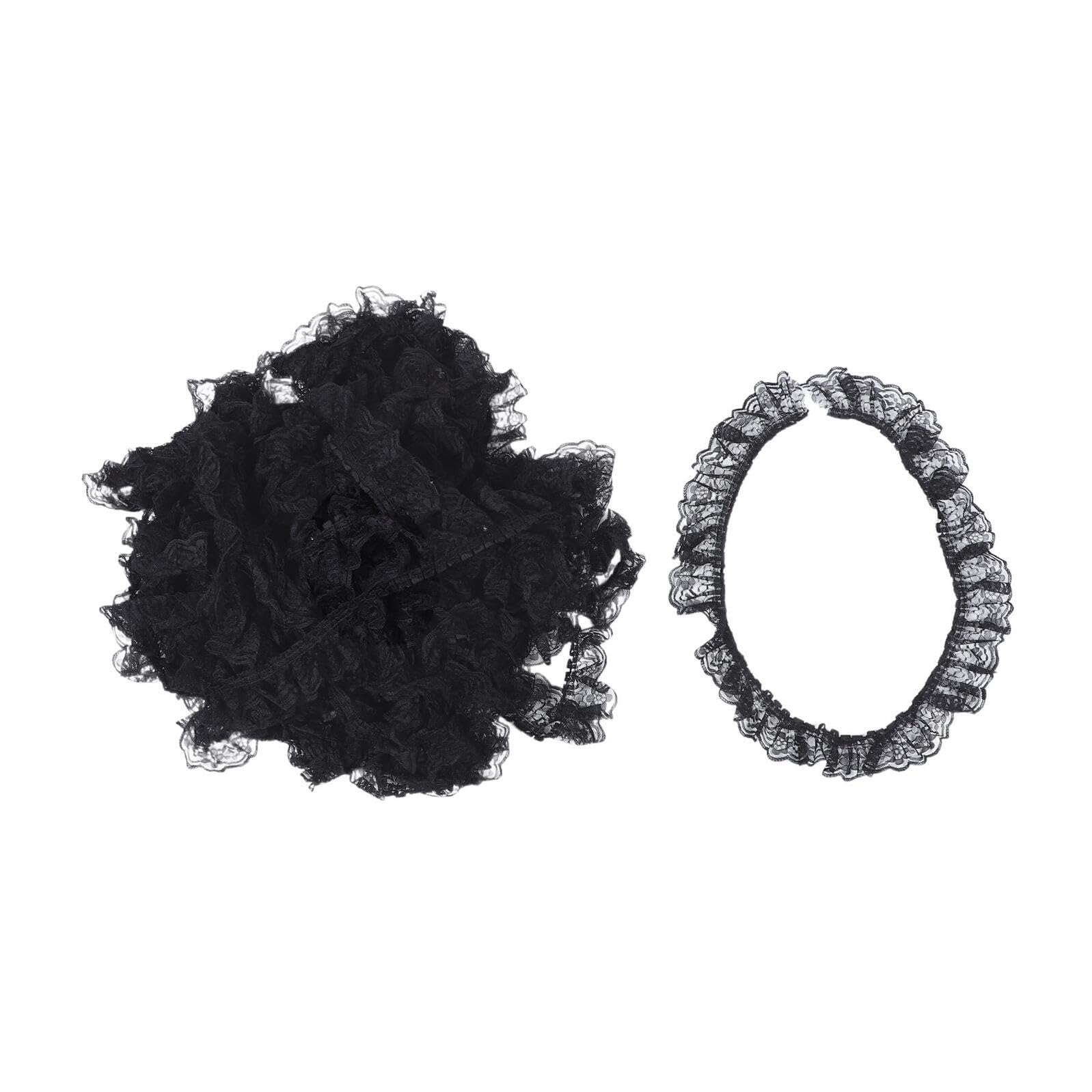 Ruban de dentelle plissé noir 6 cm x 40 m pour couture