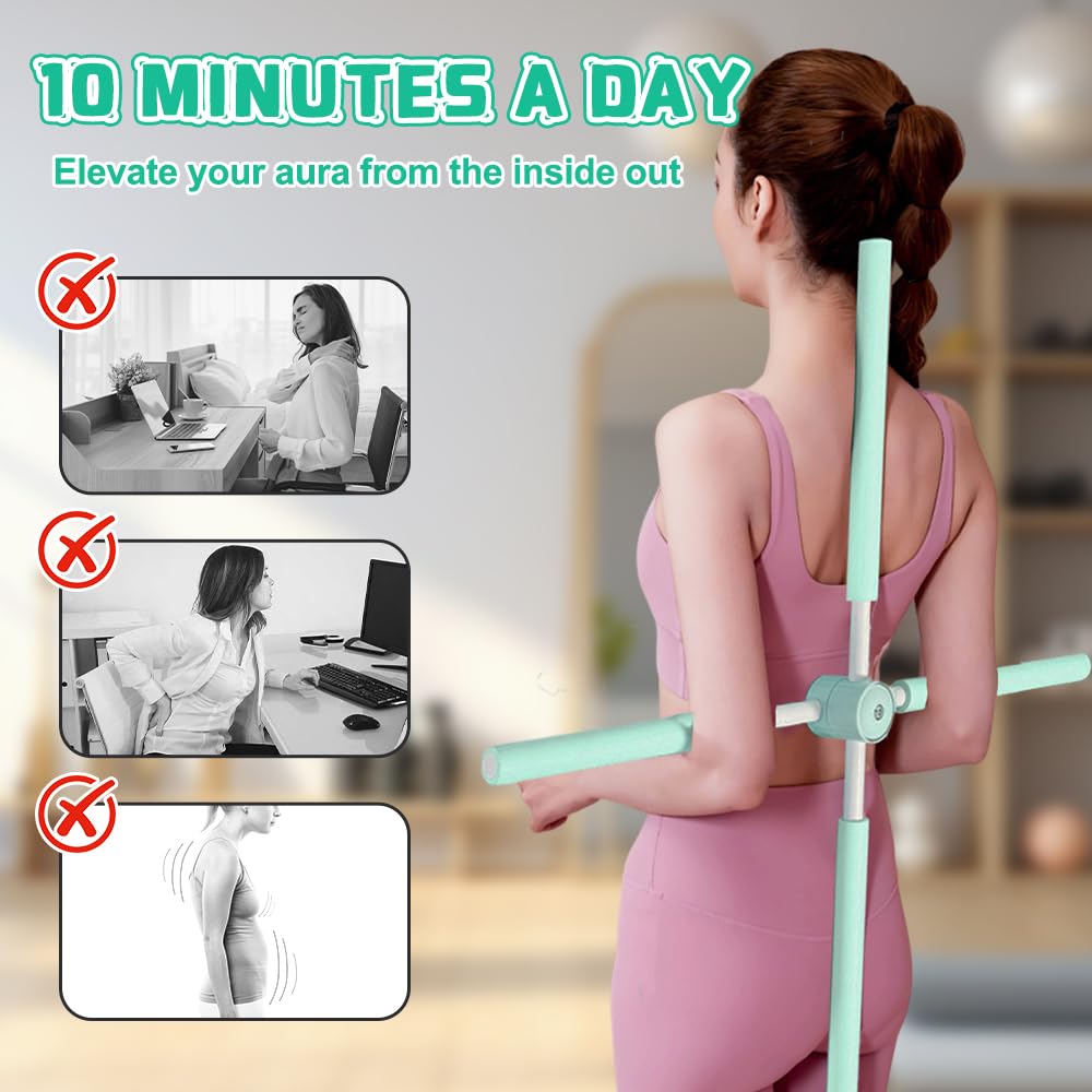 Barre de Yoga 360° Rotation Bâton Pilates pour Correction de Posture et Étirements