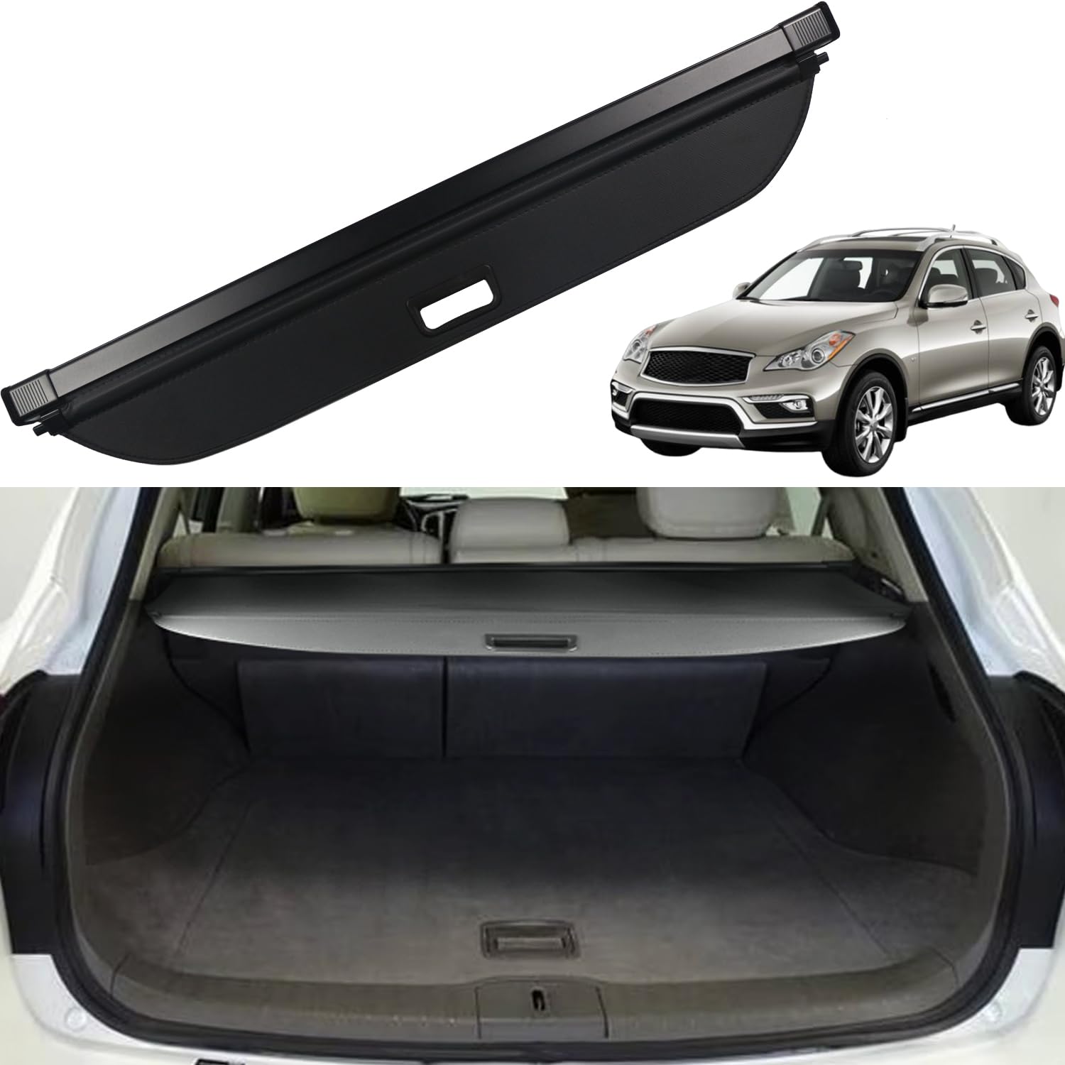 Liizoo Cargo Cover for Infiniti QX50 2019-2024 Accessories Rear Trunk Cover Trunk Security Cover Shielding Shade Black