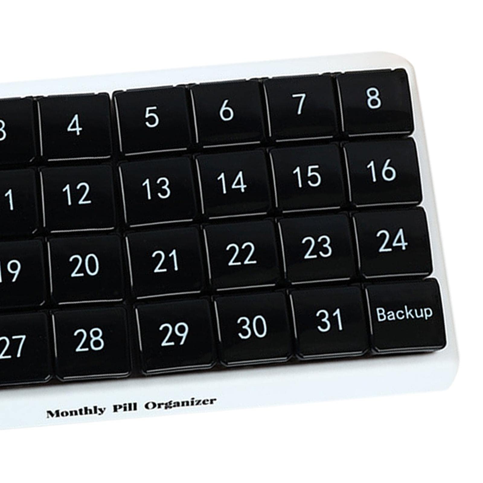 Juego de 2 pastilleros mensuales de 31 días para suplementos de viaje, vitaminas, medicamentos, color negro