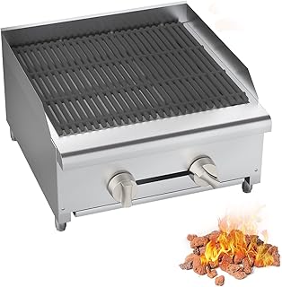 Egles 24" Commercial Countertop Gas Charbroilers with Lava Rock, Heavy Duty Natural/Propane Gas Broiler Grill 2 Burners 5...