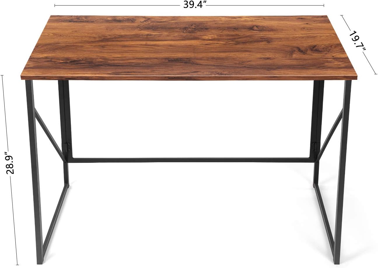 CubiCubi Computer Office Desk, Small Folding Writing Desk 40 Inch, Modern Simple Study Desk for Home Office Notebook Desk, Easy Assembly, Dark Rustic