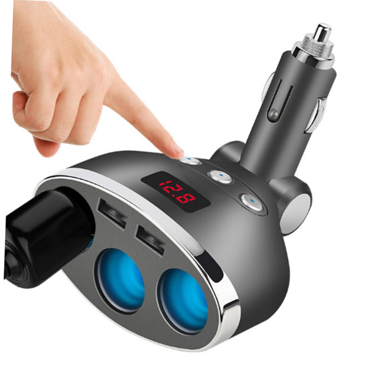 Mobestech 3pezzi Caricatore Auto Con Presa Accendisigari e Porte Usb Adattatore Potenza Con Display Voltmetrico Ricarica Rapida Per Cellulari e Dispositivi Elettronici Sicurezza Avanzata e