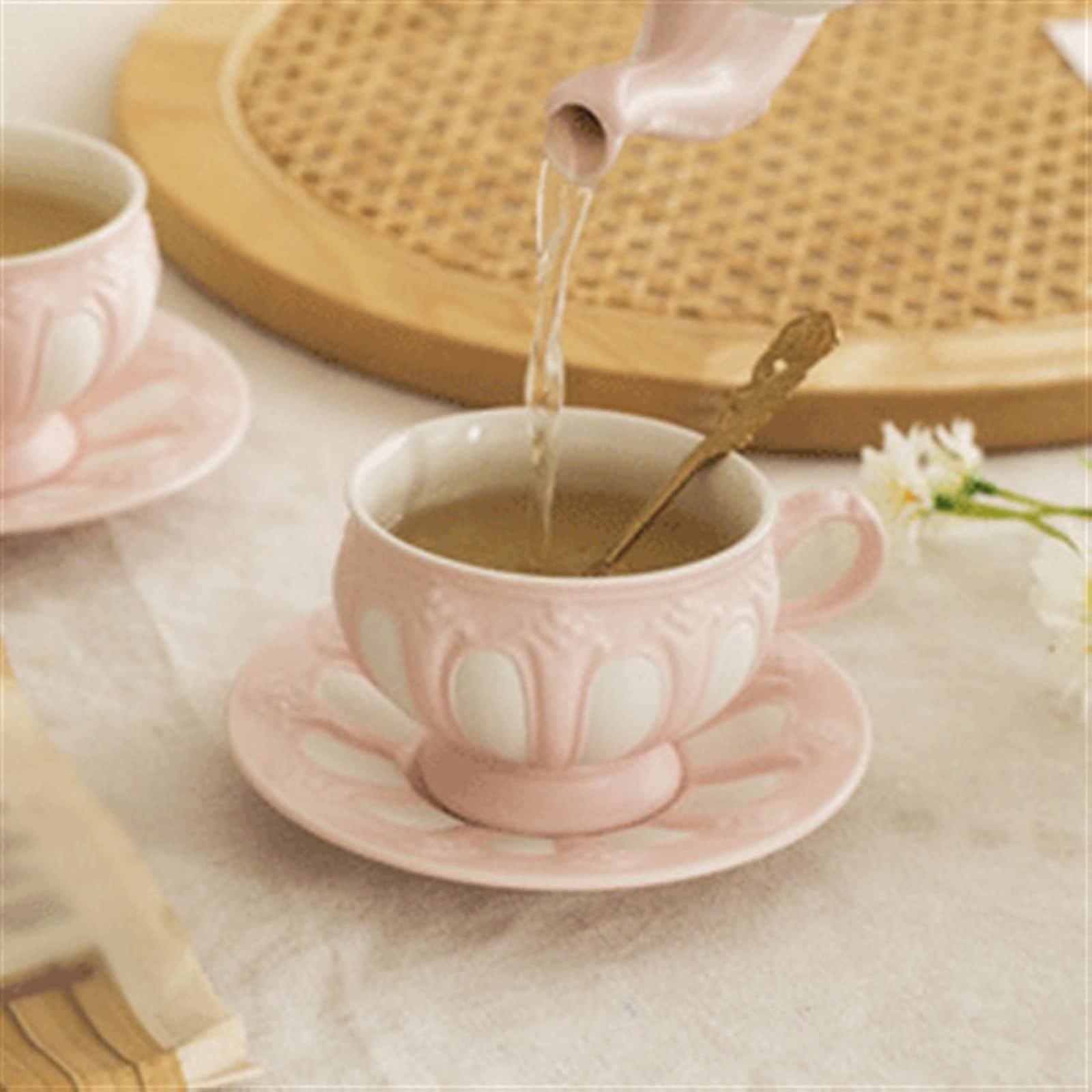 Kubki do kawy vintage relief kubek do kawy popołudniowa herbata zestaw ceramiczny wykwintna porcelana kostna