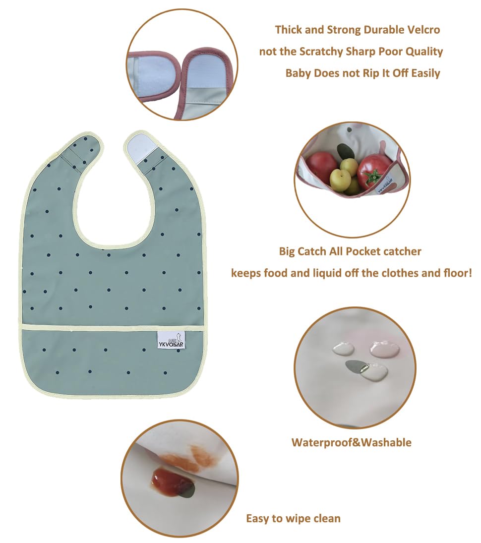 YKVOSAR Baby Bibs for Eating Waterproof Baby Bibs Baby Feeding Bibs 5 Packs Washable Baby Food Bibs 6-24 Months?Sea Animal?