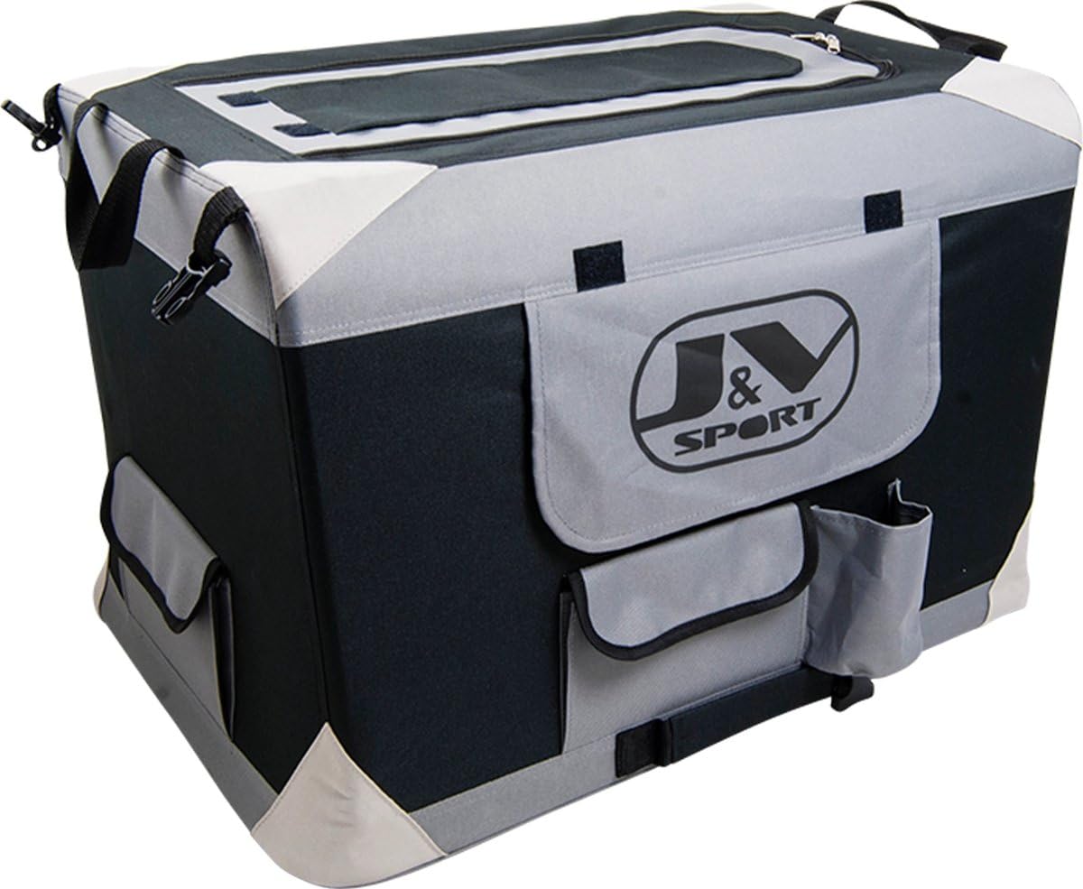 JACK AND VANILLA, Foldable Pet Kennel, Lightweight and Durable, Easy Installation, Optimal Ventilation, Comfortable Space, Size XL 91 x 63 x 63 cm, Grey, Travel Model