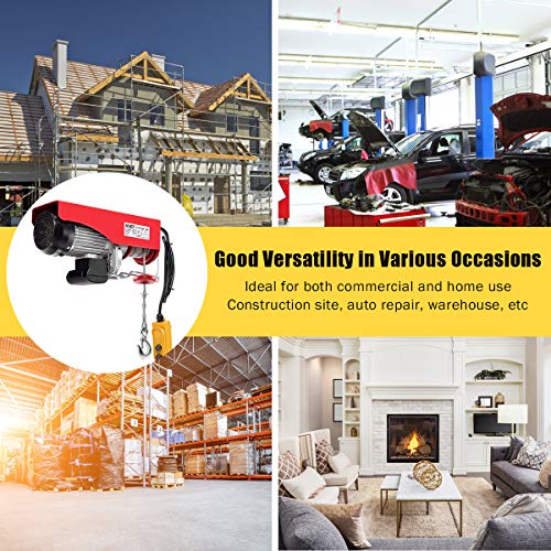 Goplus 2200 lbs Lift Electric Hoist Crane Remote Control Power System, Solid Carbon Steel Wire Overhead Crane Garage Ceiling Pulley Winch with Emergency Stop Switch