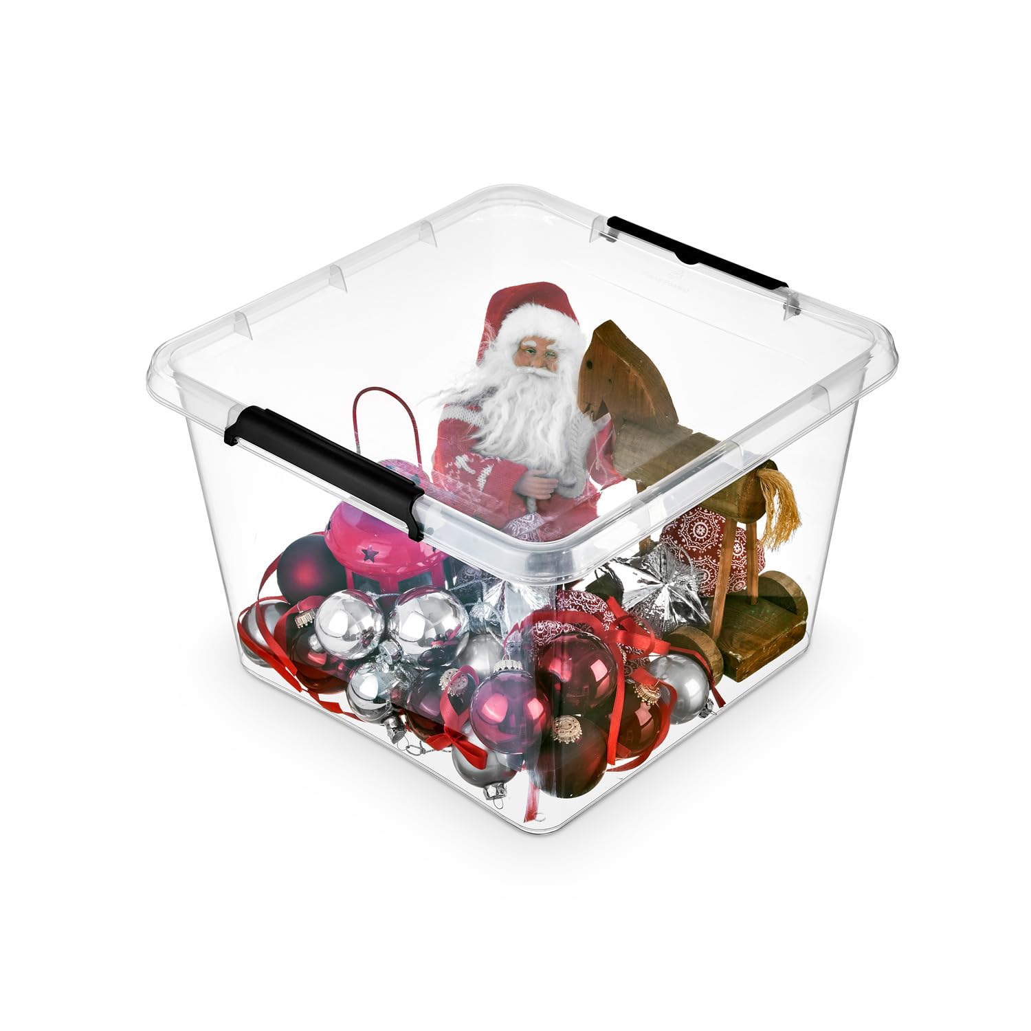 Aufbewahrungsbox mit Deckel, Aufbewahrungsbehälter, Stapelboxen, Kisten, Kunststoffbox 6-er Set, Boxen 32L, 39x39x26 cm
