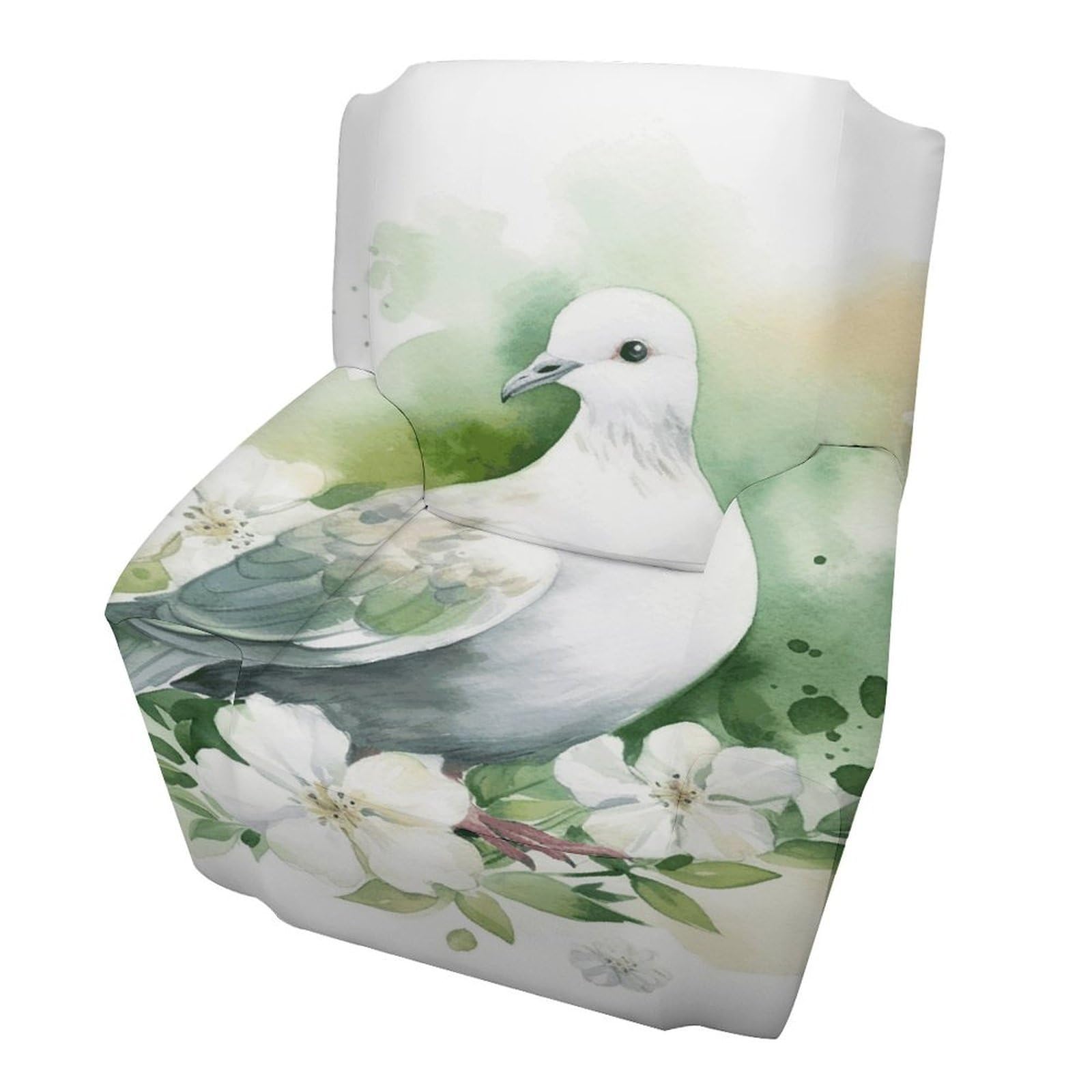 Fodpand Style Dove With A Flower Sofa Cover Soft 1 Seater Sofa Slipcover For Pets Washable,Couch Cover With Elastic Straps Furniture Protector