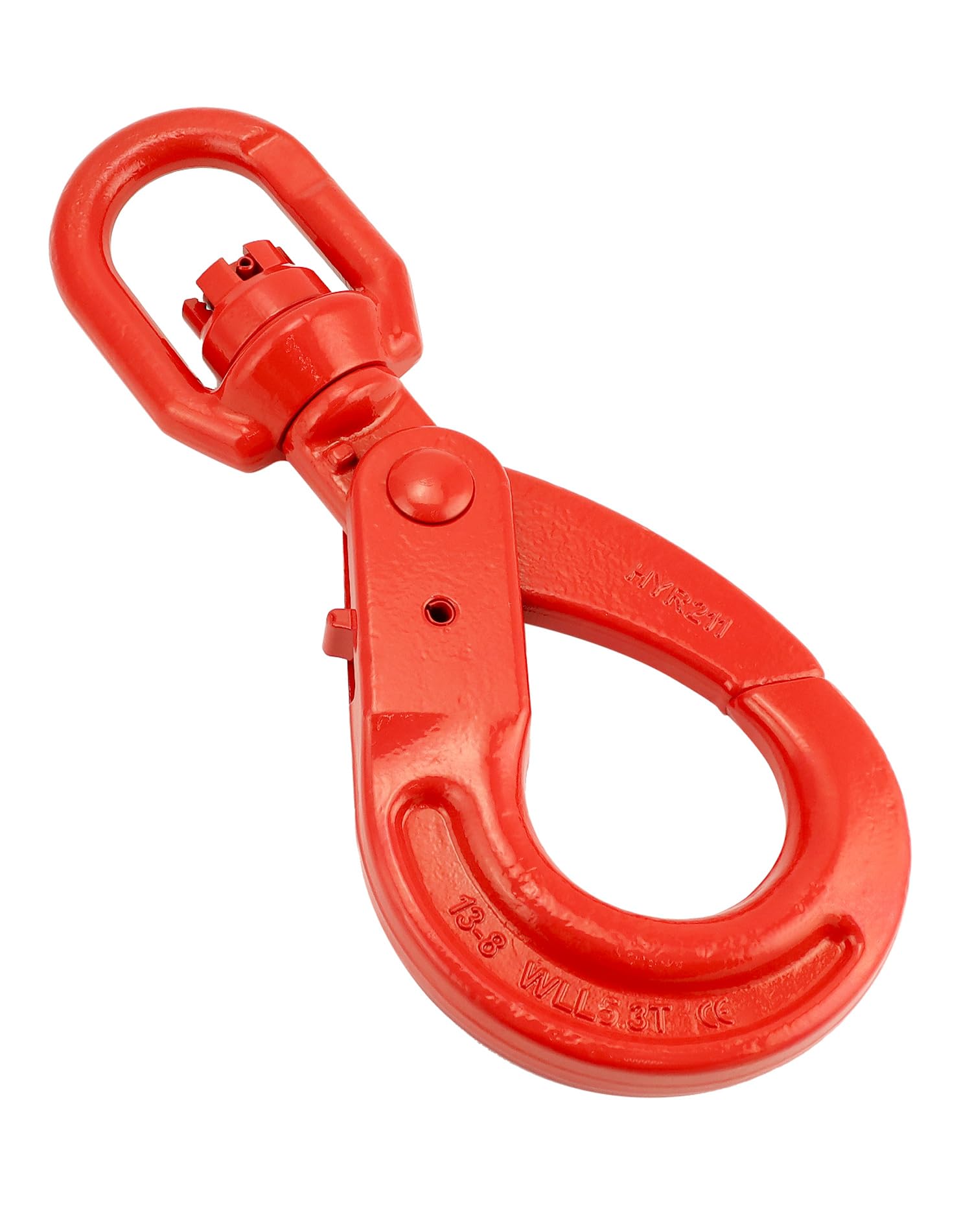 QWORK Gancho giratorio de acero forjado de grado 80, gancho de seguridad, gancho de elevación de 10000 libras, gancho de bloqueo fuerte forjado en gota, ojos giratorios grandes de 1,27 cm, acabado