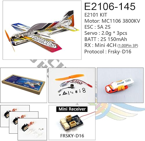Miniatura 6 de Actualización 3D EPP Avión Sakura Aerobatic Flying Airplane, 16.535 in Durable Foam RC Kit para construir para adultos (KIT+Motor+ESC+Servo+Mini 4CH