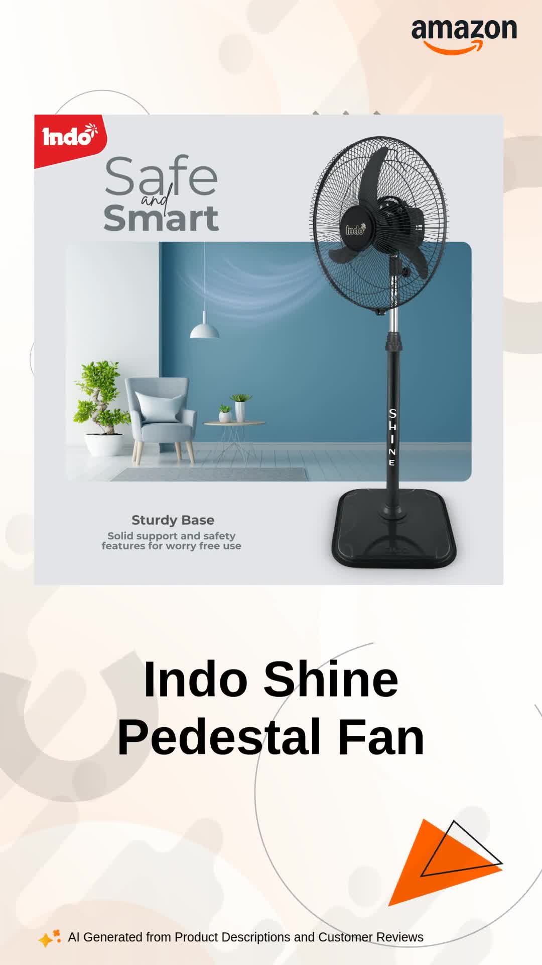 Buy Indo Shine 400 mm High speed Oscillating pedestal fan for home