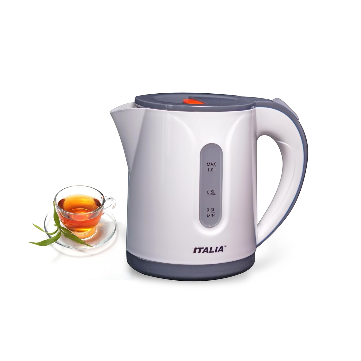 ITALIA 1 Litre 1000W Electric Kettle | Cool Touch Body, Auto Shut-Off & Boil-Dry Protection | 360� Cordless Jug for Tea & Coffee | Water Boiler