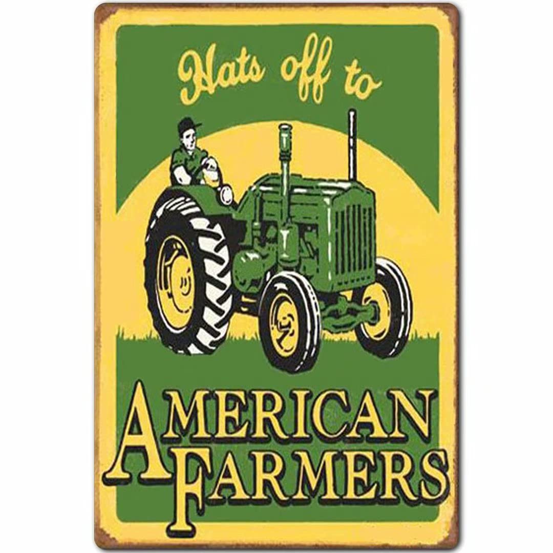 Retro Tin Sign American Farmer Tractor Metal Poster Farm Decoration Bar Kitchen Interior 12x16inch